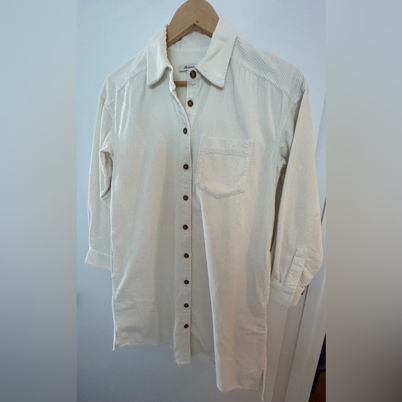 MADEWELL Mini Shirtdress, Corduroy, White/Cream, XXS - Picture 9 of 13